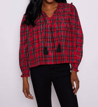 Sail To Sable - Long Sleeve Tassel Front Blouse