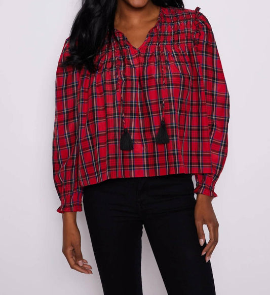 Sail To Sable - Long Sleeve Tassel Front Blouse