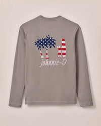 JOHNNIE-O Boy's Us Palm Long Sleeve Jr Pocket Shirt in steel - kids' shirt