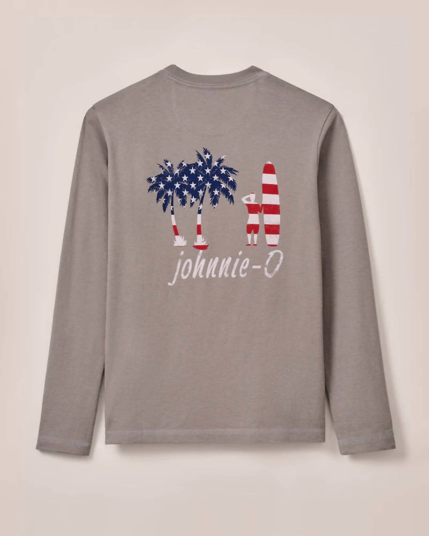 JOHNNIE-O Boy's Us Palm Long Sleeve Jr Pocket Shirt in steel - kids' shirt