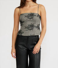 LUCY PARIS Maria Embroidered Top in grey - women's shirt