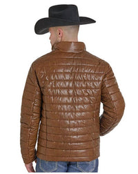 Powder River - Men's Distressed Faux Leather Puffer Coat