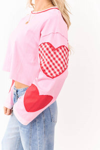 Day + Moon - Valentine Heart Patchwork Knit Top