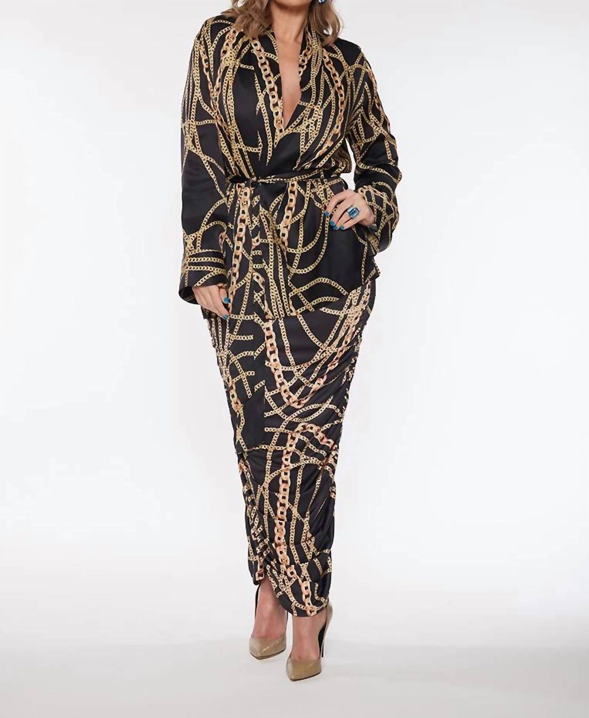 Circular Path - Open Front With Detachable Waist Tie Kimono