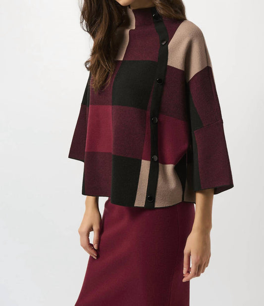 Joseph Ribkoff - Plaid Jacquard Sweater Knit Top