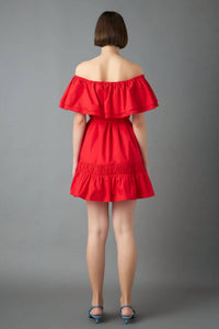 2.7 August Apparel - Off The Shoulder Ruffle Mini Dress