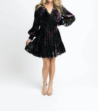 Karlie - Geo Velvet Burn Out Tier Dress