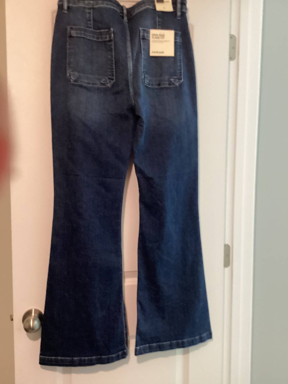 sneak peek Women's Clarkson Flare Jeans in dark wash 1 - women's jeans - detail view