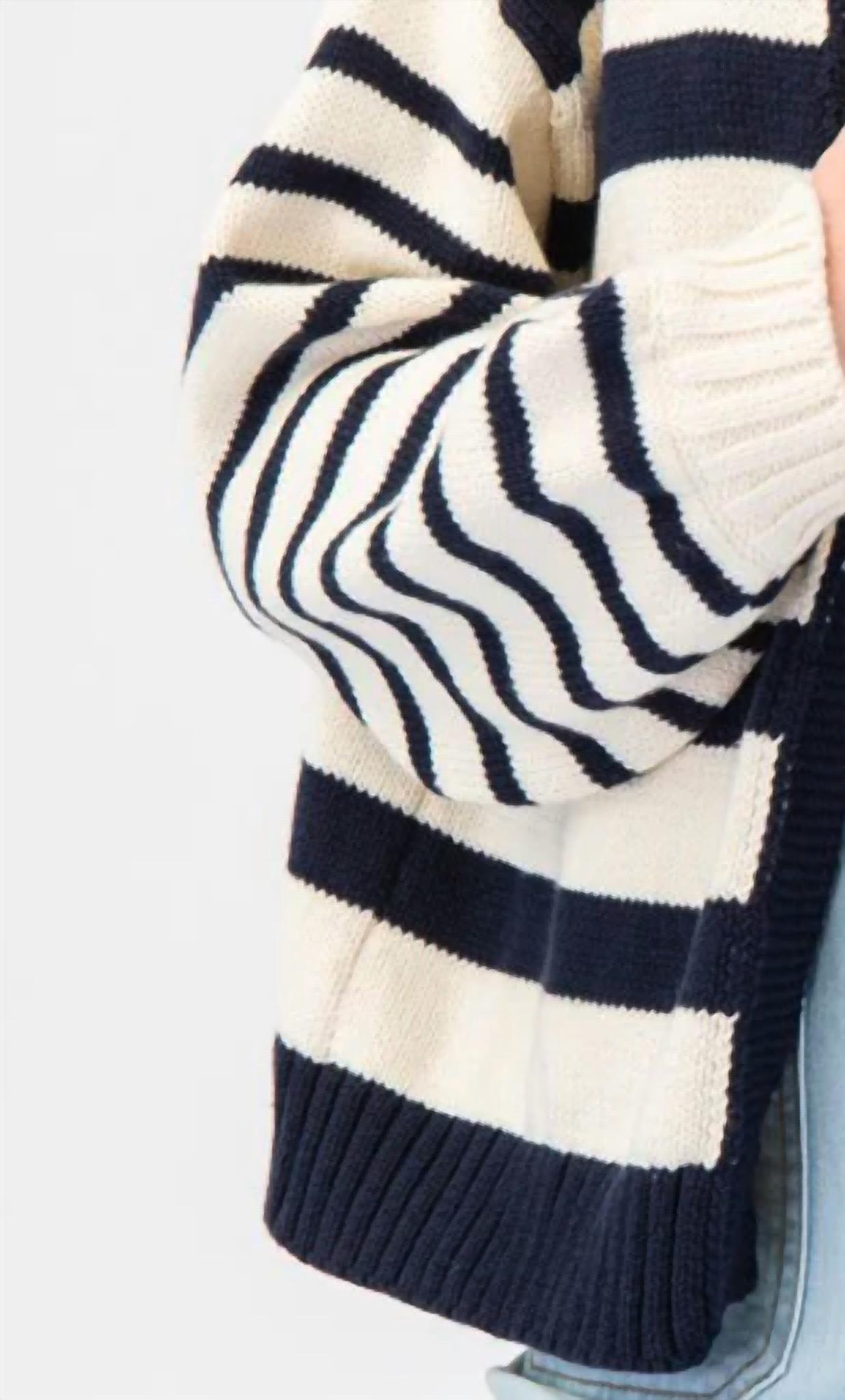 Ee:Some - Simple In Stripes Cropped Cardigan