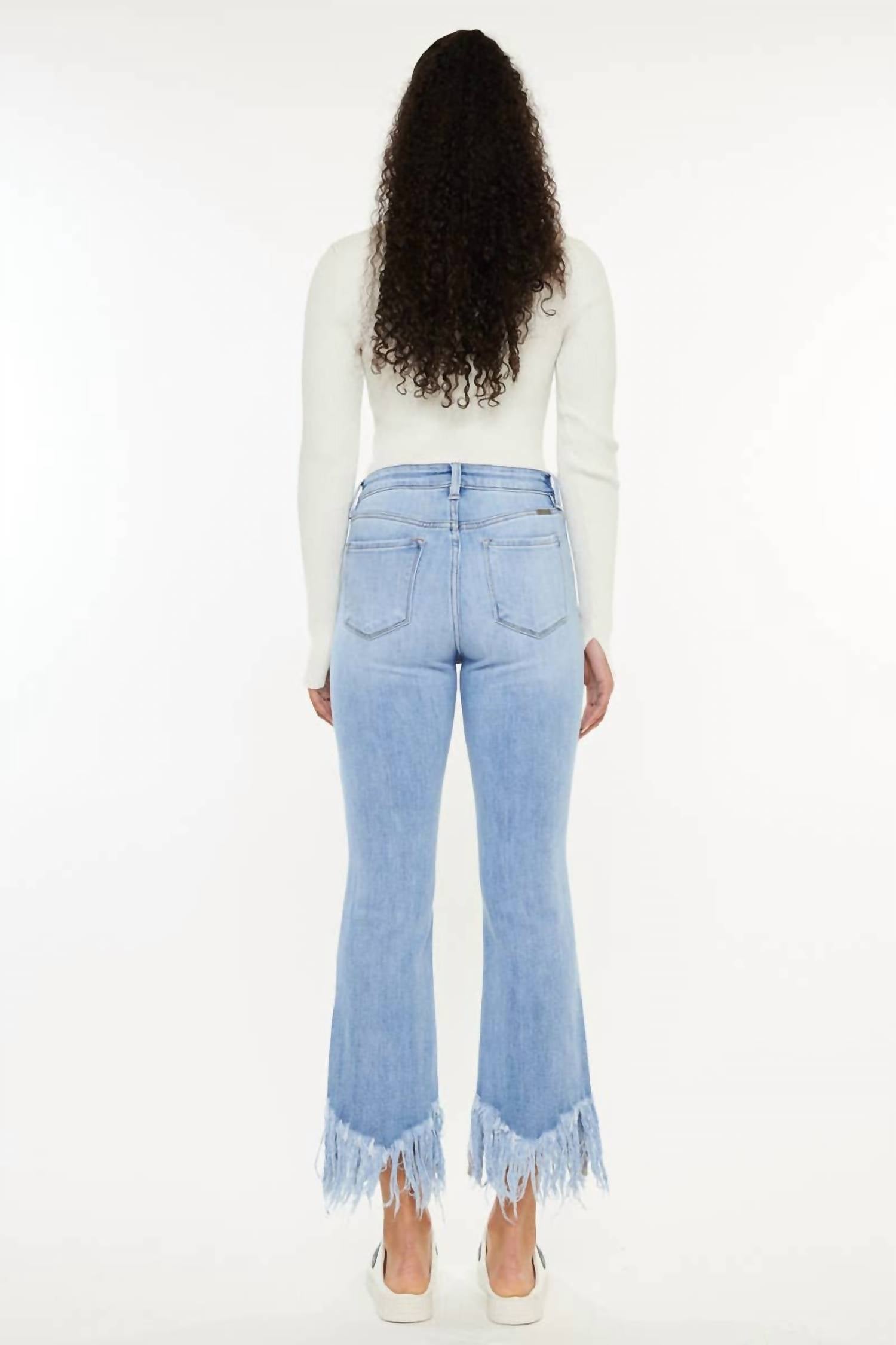 Kancan - Women's High Rise Crop Bootcut Denim Pants