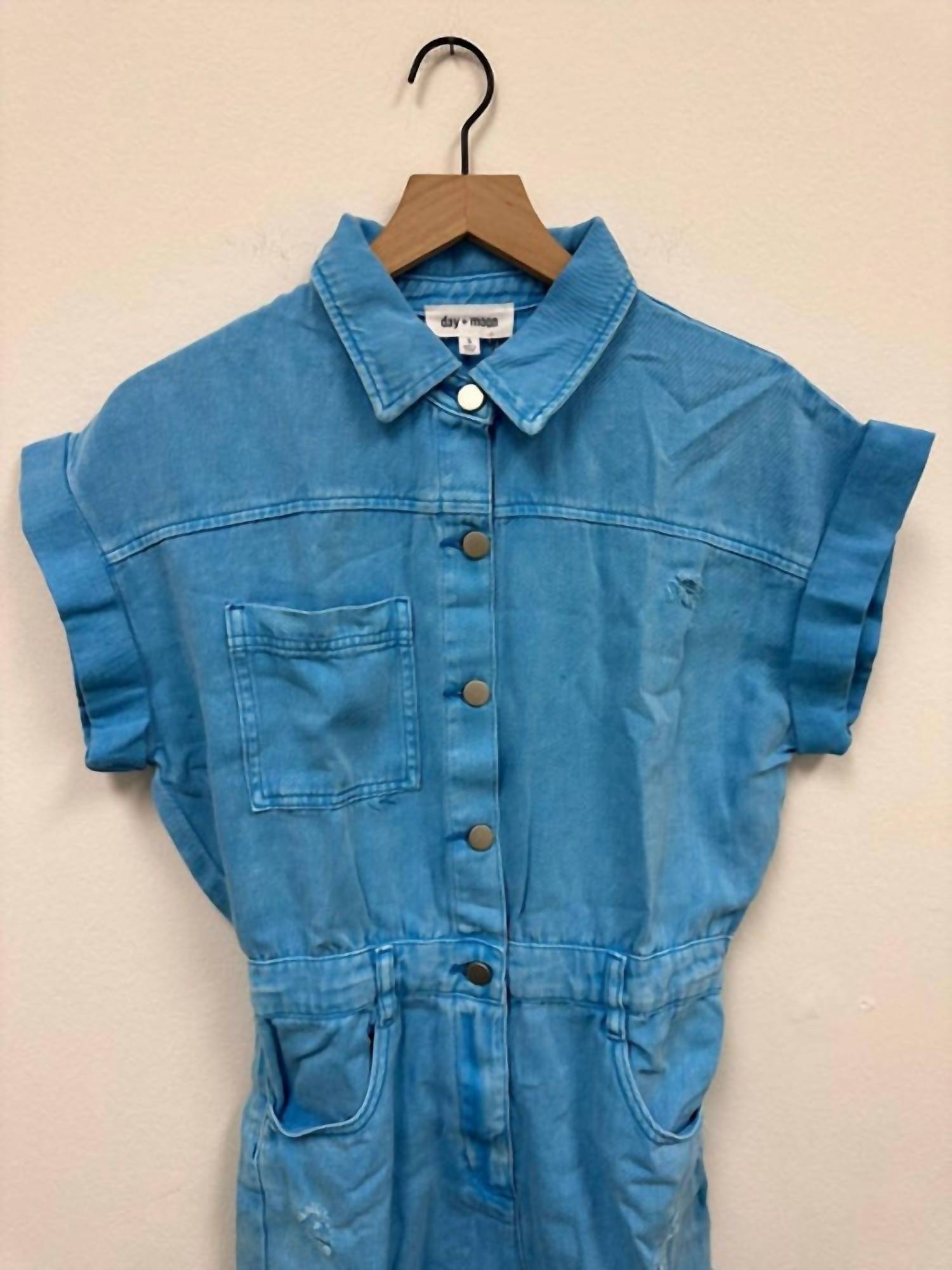 Moda Borboleta - Denim Button-up Romper