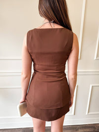 Fore Edit Vest-style Mini Dress in espresso - women's dress - view 4