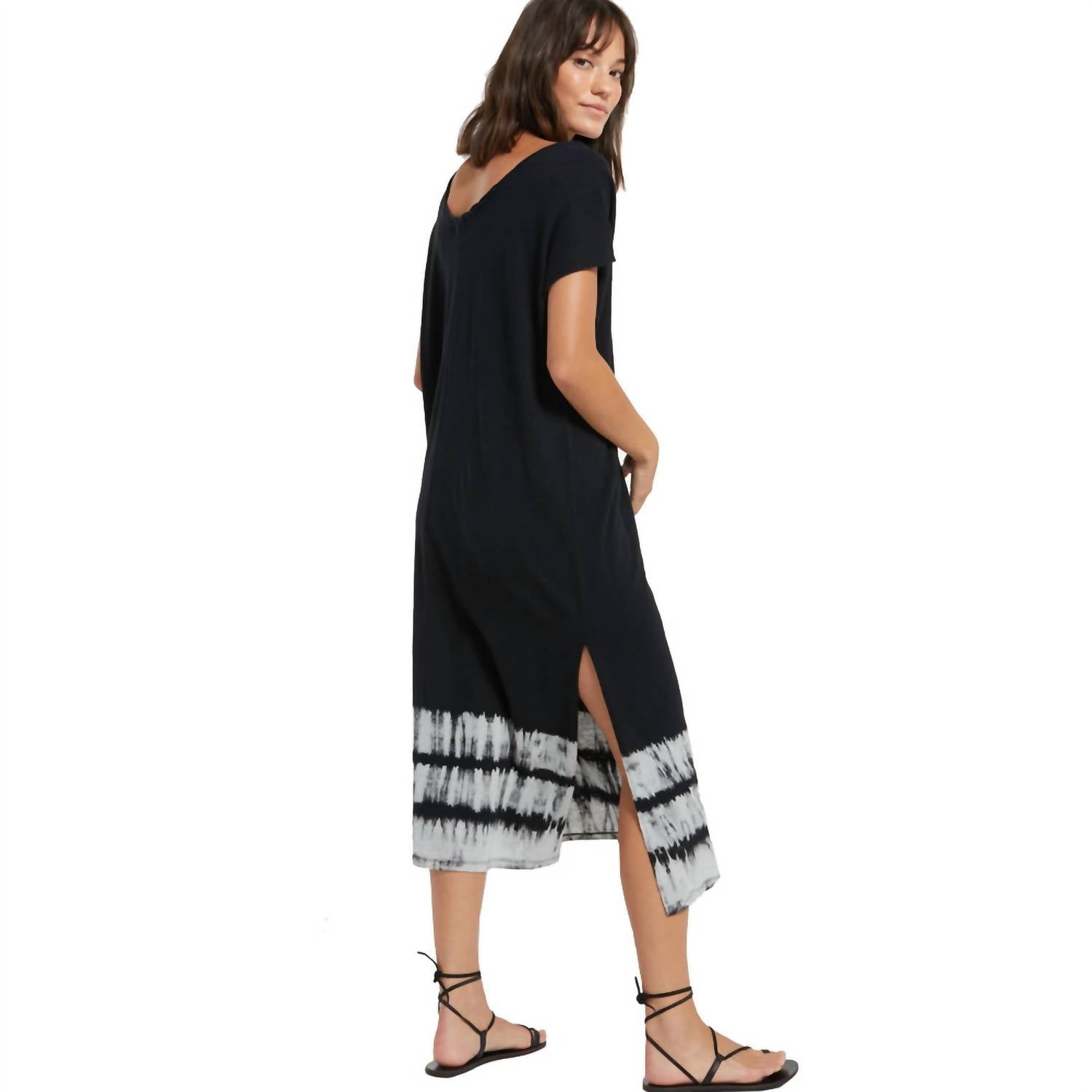Z Supply Eden Stripe Tie-dye Dress in black - women's dress - alternate view