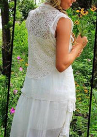 R Cinco Ranch Timeless Vest in white - women's jacket - detail view