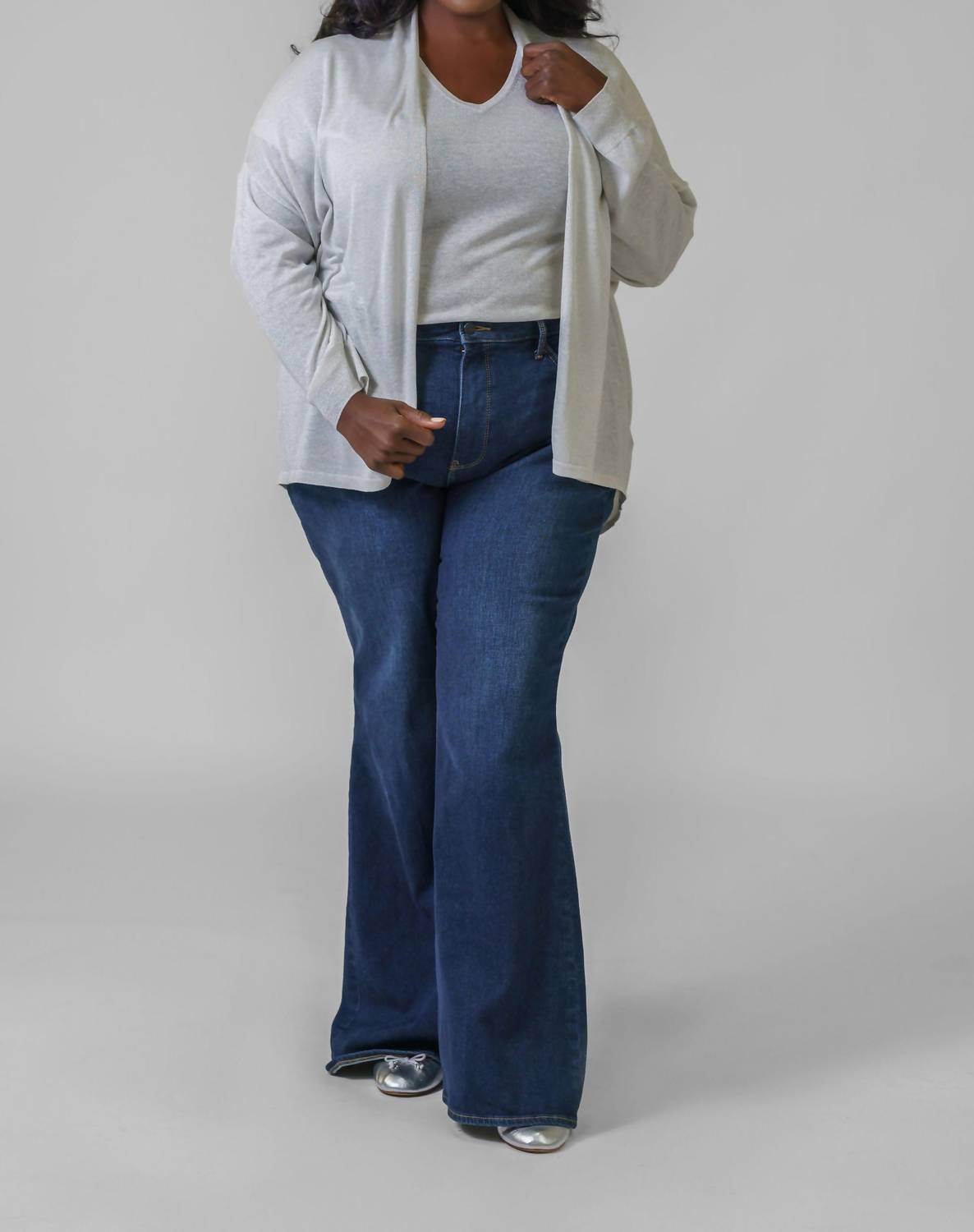 Estheme - SILK LINEN SPARKLE CARDIGAN - plus size