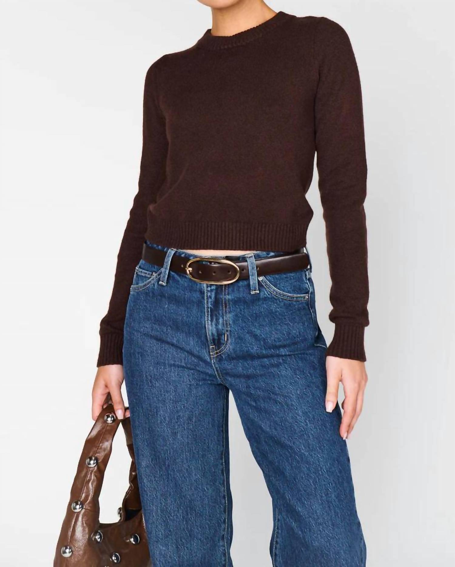Show Me Your Mumu Tuck In Long Sleeve Sweater in long sleeve sweater in brown - women's sweater