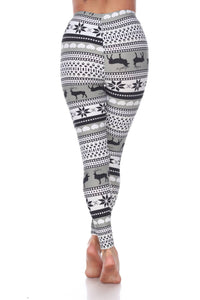 White Mark - Reindeers Printed Leggings