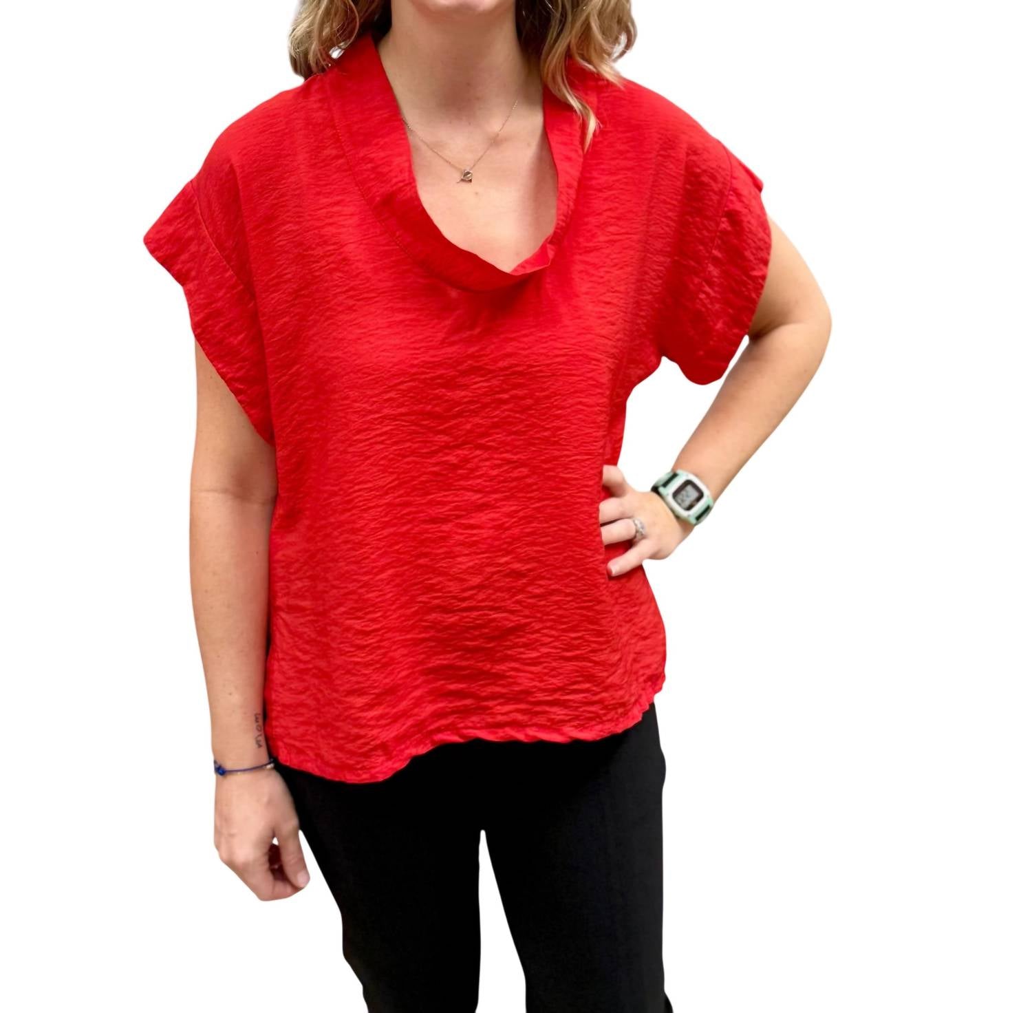 Cut Loose - Short Sleeve Cowl Neck Top