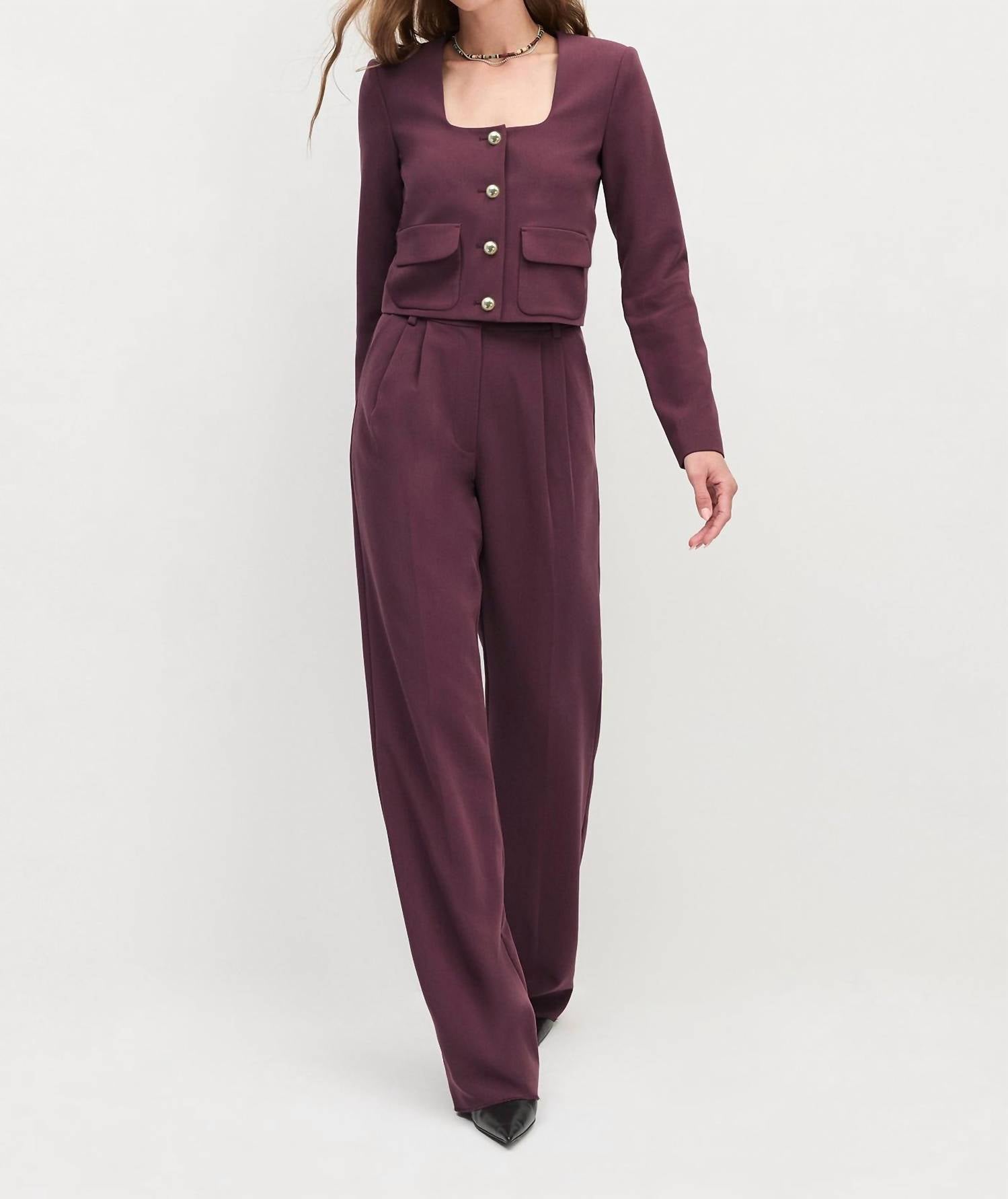 Favorite Daughter Laura Cropped Jacket in burgundy dahlia - women's jacket - view 4