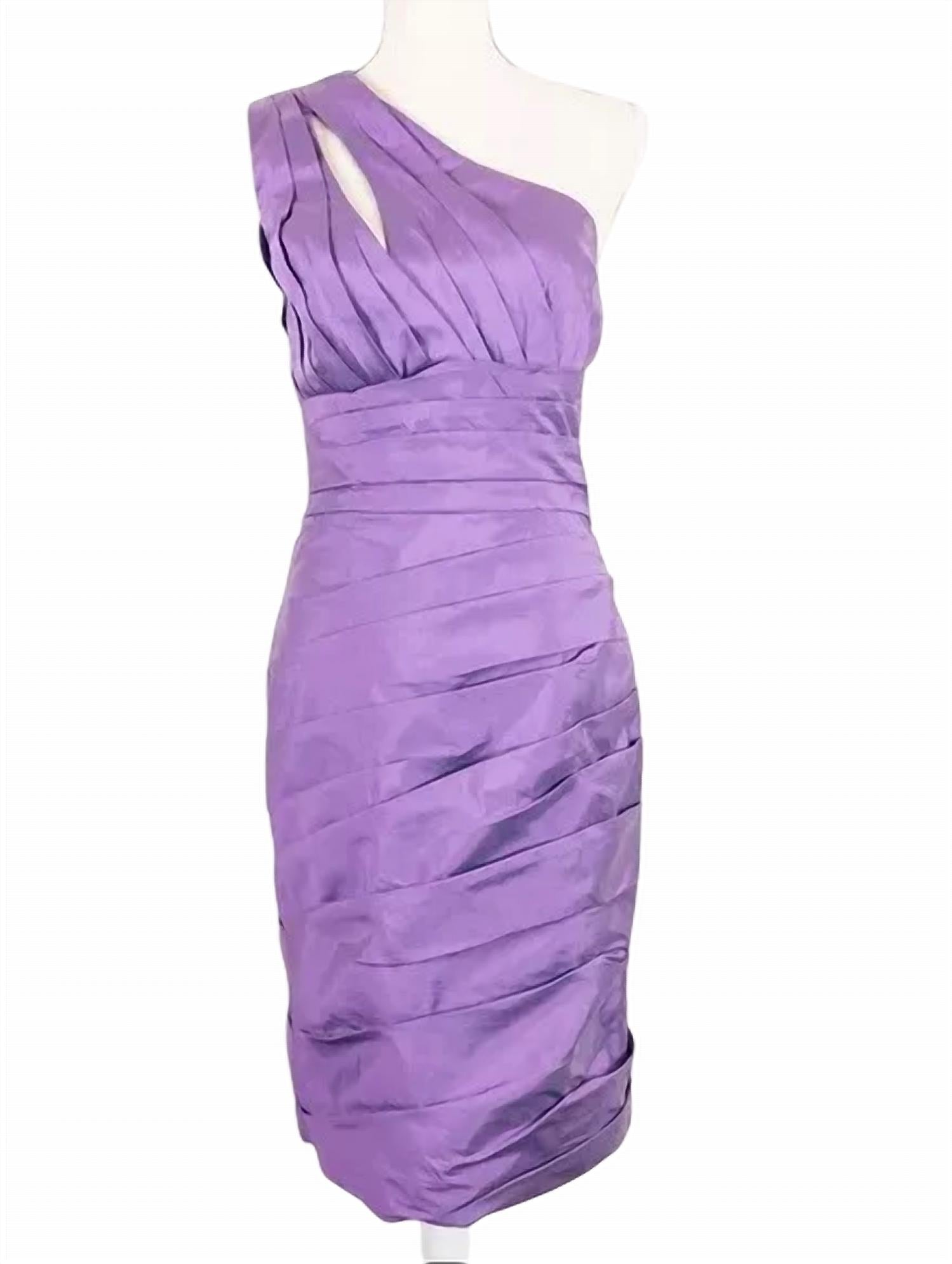 Monique Lhuillier - One Shoulder Pleated Party Dress