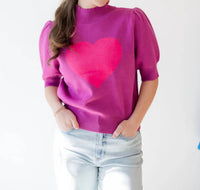 Sugarlips - Russel Heart Puff Sleeve Sweater