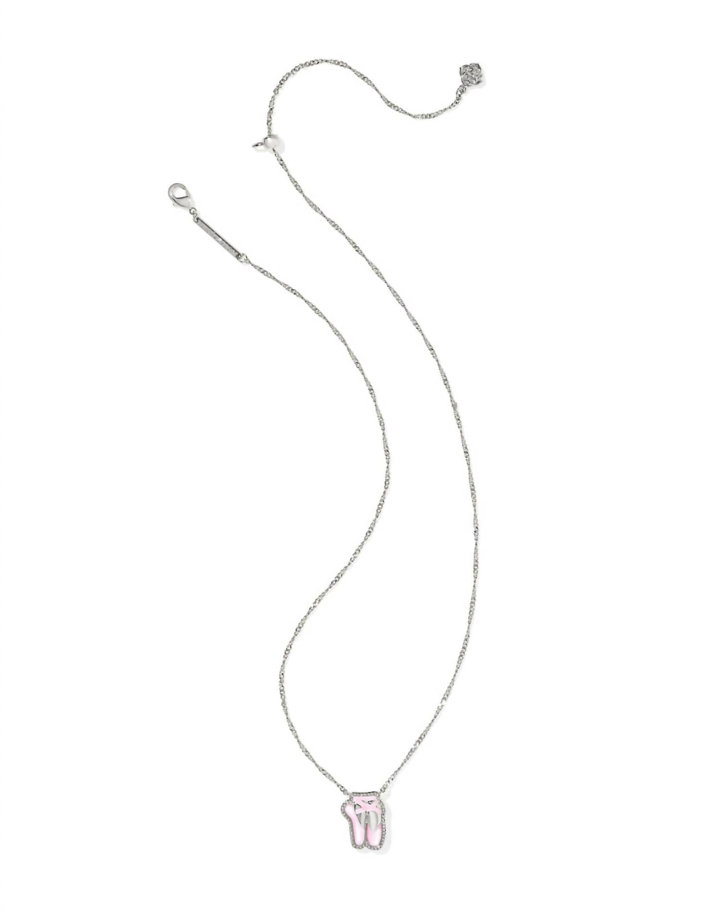 Kendra Scott Women's Ballet Short Pendant Necklace in silver blush mother of pearl - women's jewelry - detail view