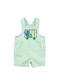 Florence Eiseman Kid's Zoo Animal Seersucker Shortall in green - kids' item