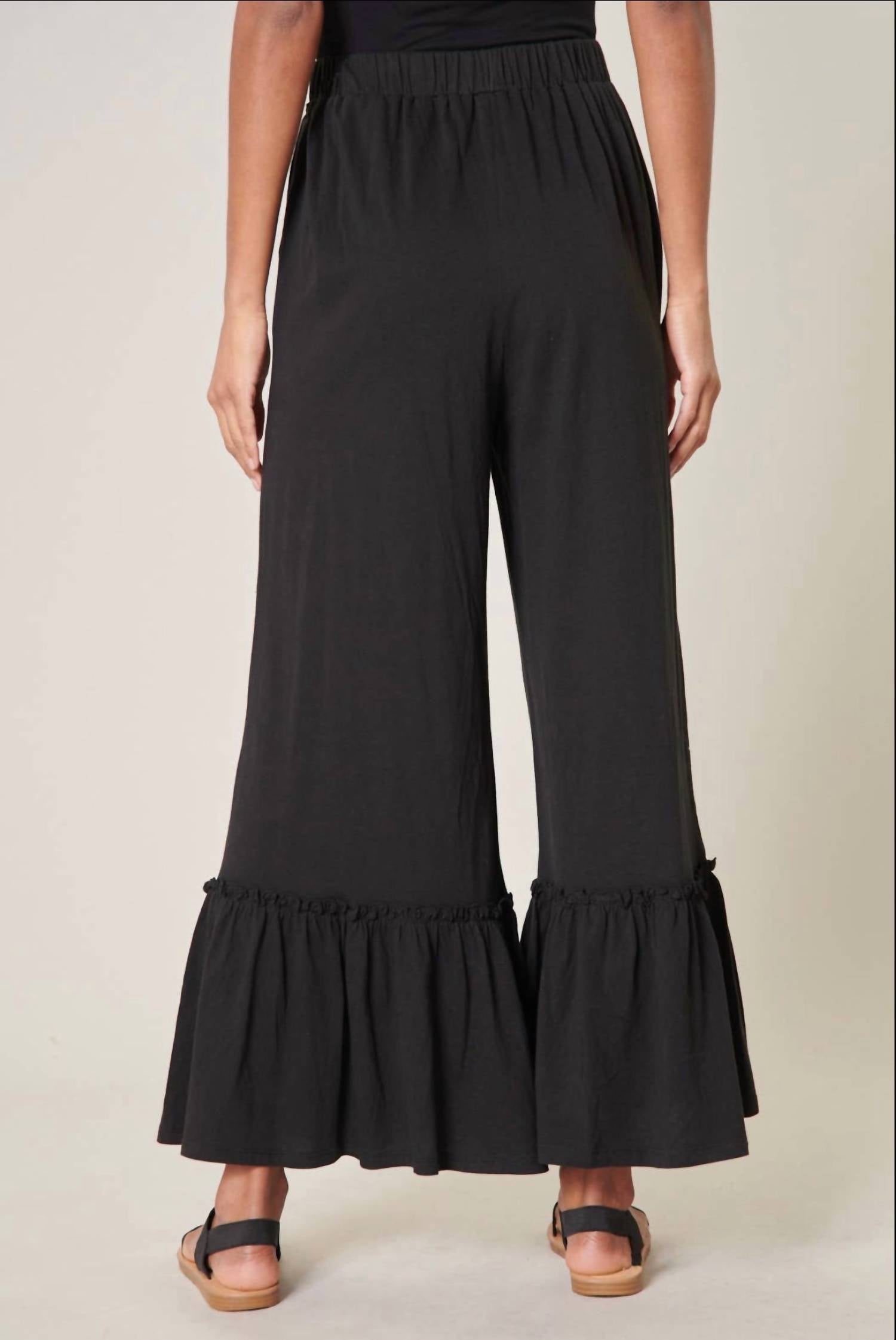 Sugarlips - Ryder Ruffle Wide Leg Cotton Knit Pants