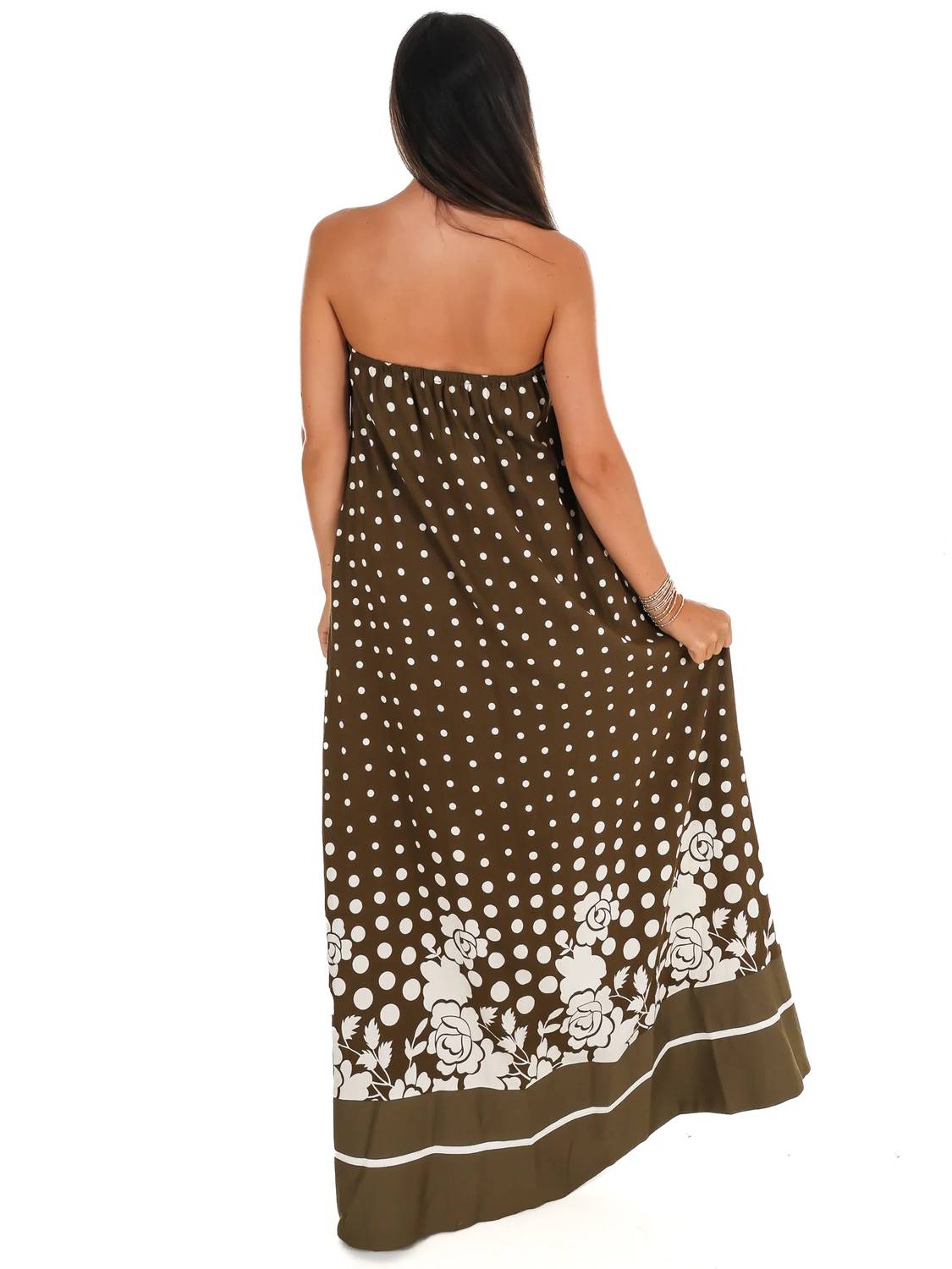Entro - Everything in Place Strapless Polka Dot Maxi Dress
