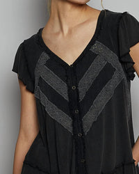 Pol - Ruffle With Trim Detail Top