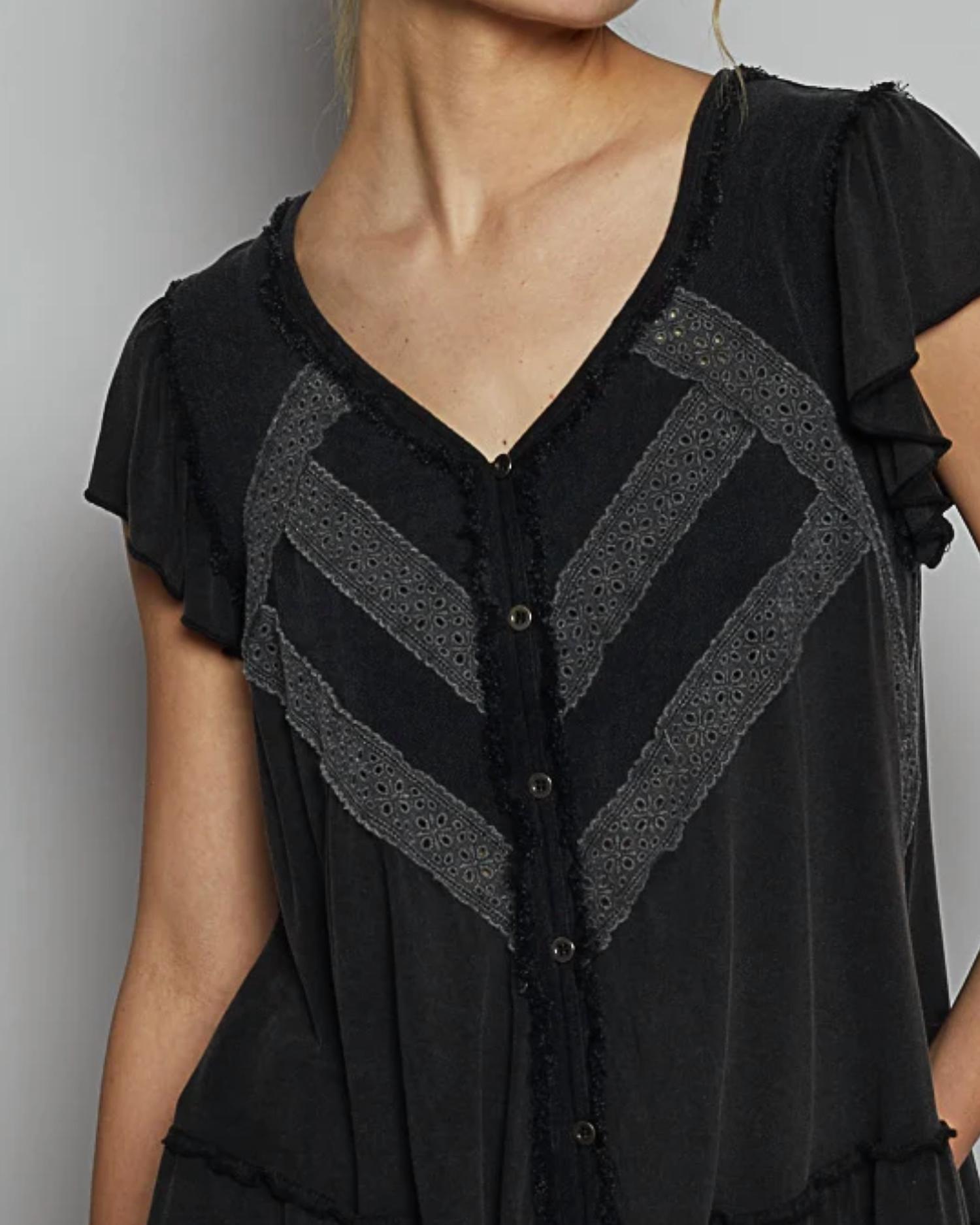 Pol - Ruffle With Trim Detail Top