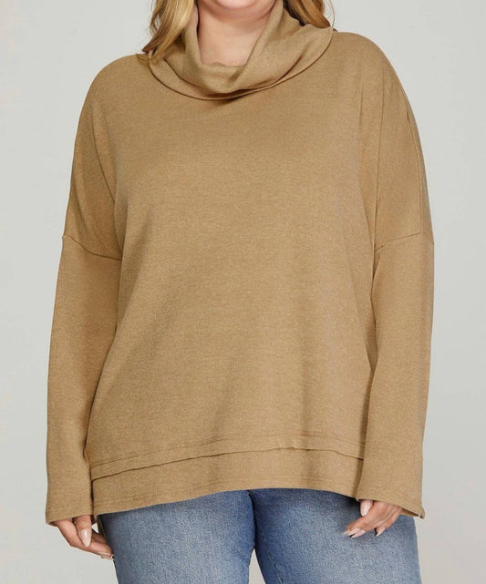 She + Sky - Cowl Neck Sweater - Plus