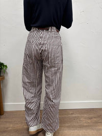 ee:some Striped Drawstring Barrel Pant in brown cream - women's pants - view 5