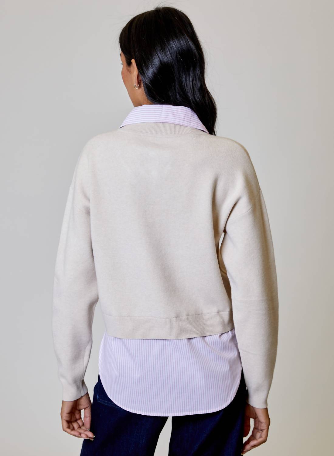 Design History - Layered Striped Shirt & Sweater Top