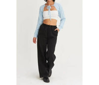 HYFVE Cable Knit Tie Front Shrug in baby blue - women's sweater