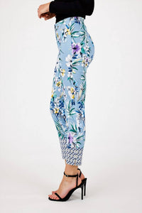 Robell - Slim Border Print Hemline Floral Pant