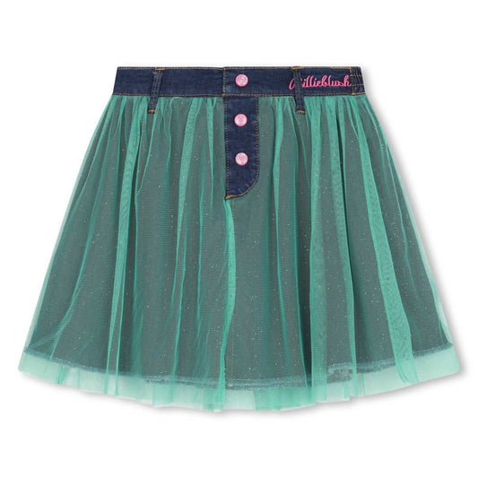 Billieblush - Mesh Overlay Denim Skirt