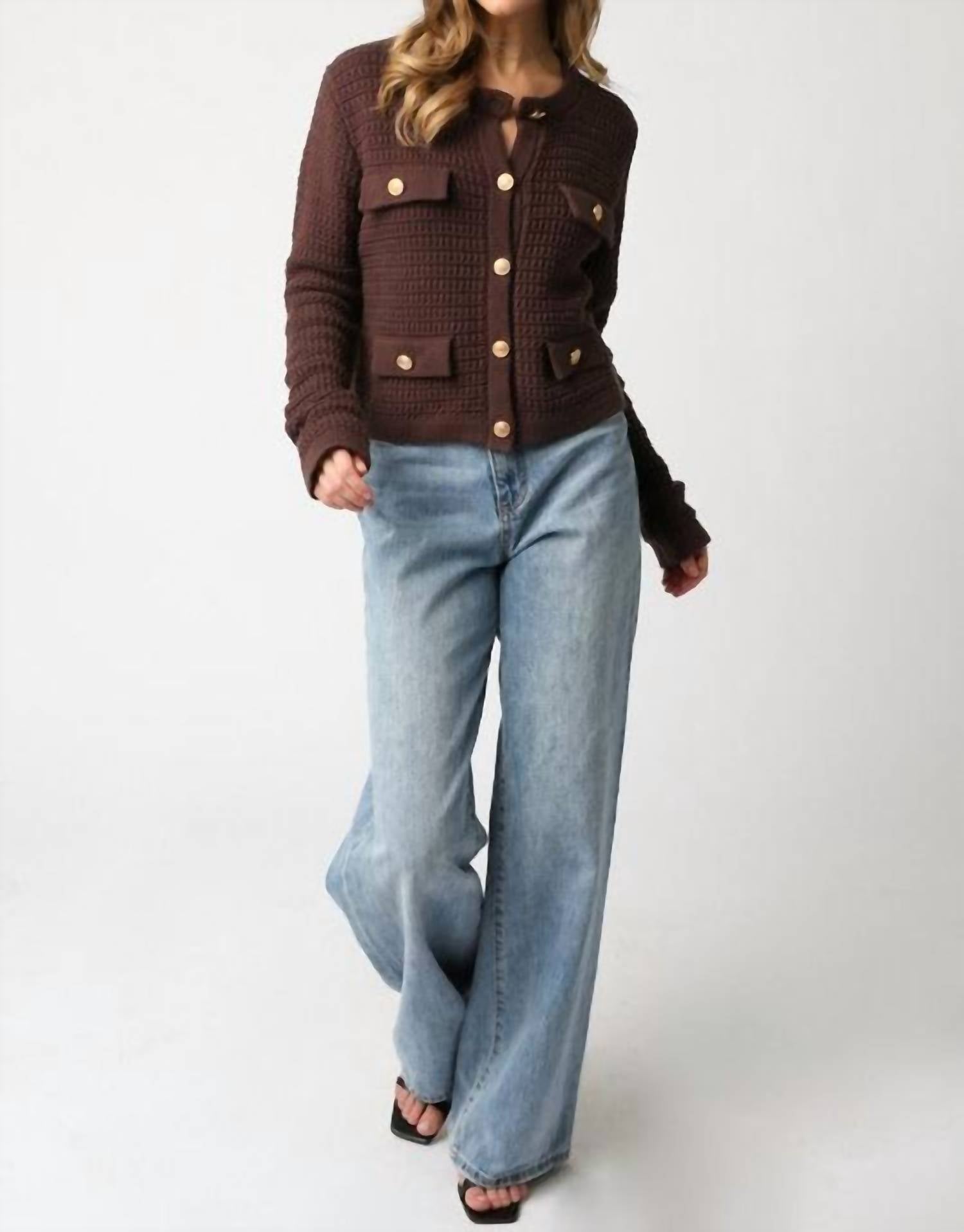 Olivaceous - Maci Knit Button Cardigan