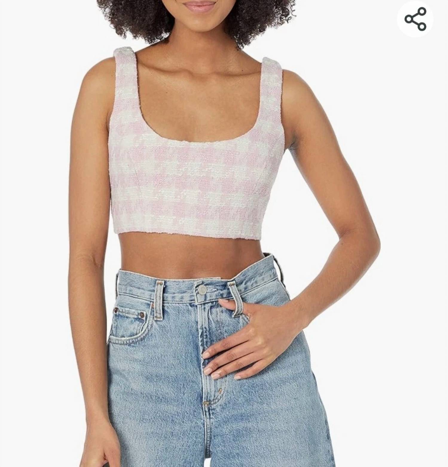 STEVE MADDEN Textured Tweed Crop in pink tulle - women's shirt