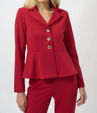 Joseph Ribkoff Notched Collar Peplum Blazer Jacket in deep cherry - women's jacket