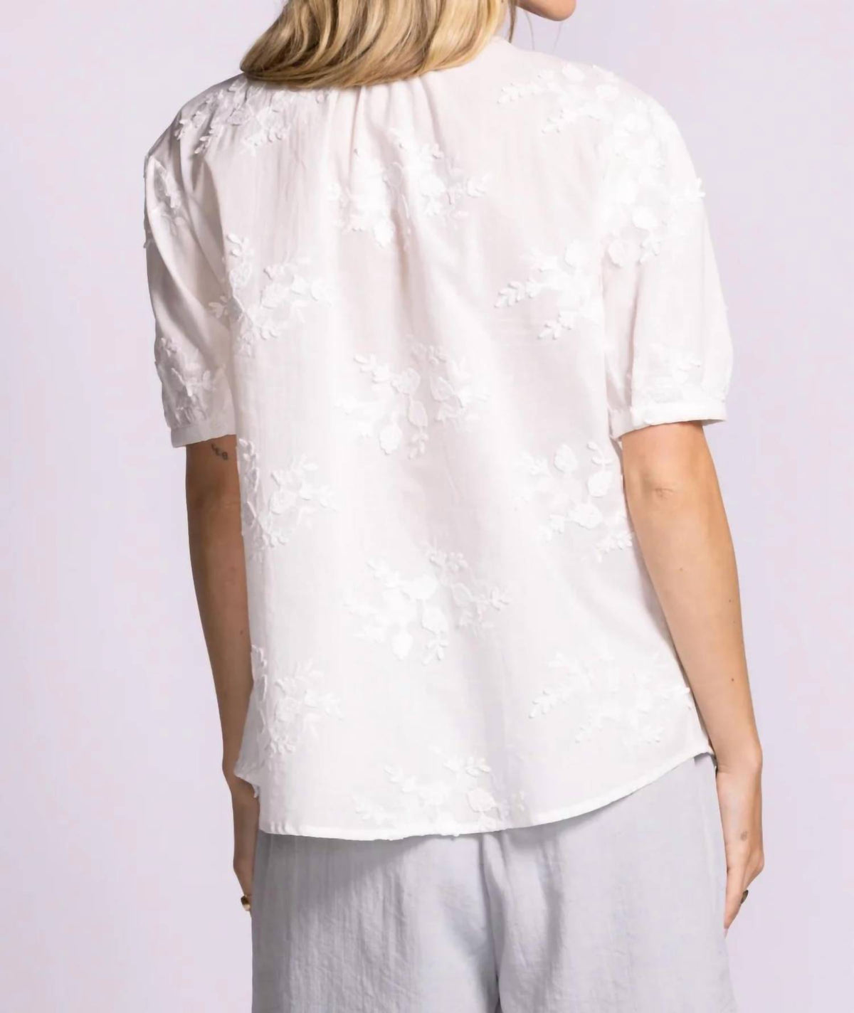 Pink Martini - Elena Short-sleeve Button-up Top