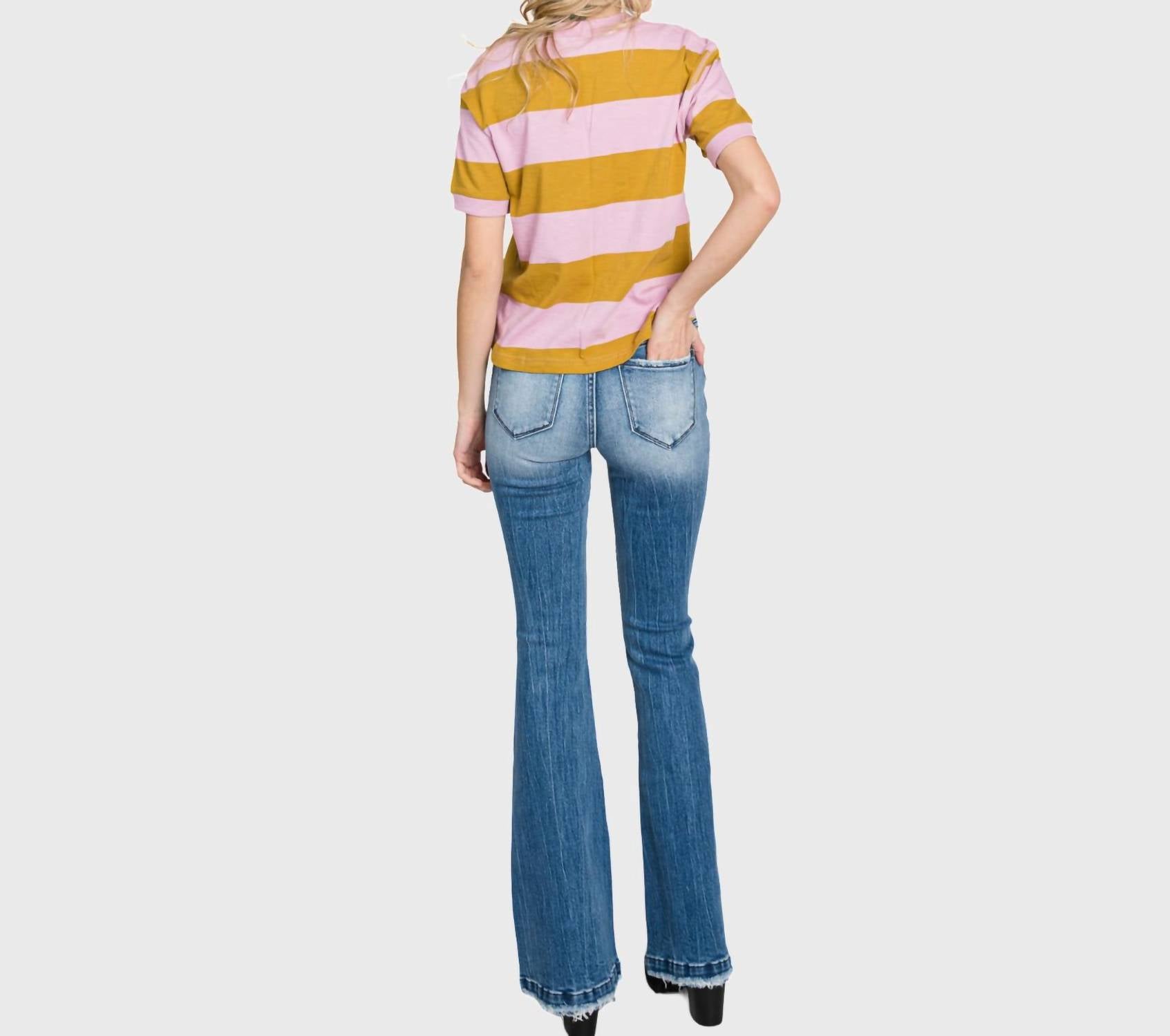 Petra153 Distressed Mid Rise Flare Jeans in piper - women's jeans - view 6