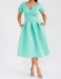 Karen T Design Pleated Midi Dress in green - women's dress - view 5
