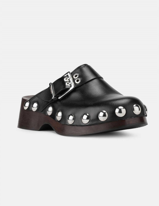 Ganni - WOMEN'S RETRO STUDDED LEATHER CLOG