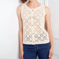 Charlie B - Crotchet Button Up Sleeveless Vest