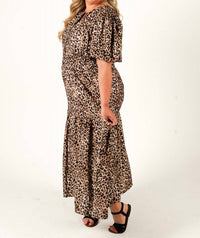 SHE + SKY Wild Elegance Midi Dress in leopard - women's dress - detail view