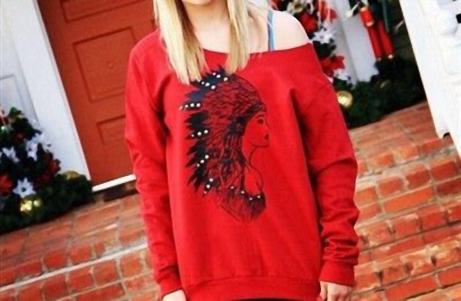 LHTX Indian Princess Sweatshirt in red - women's top