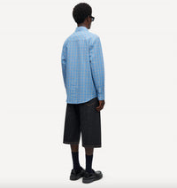 SAMSOE Men's Sadamom Shirt in blue jasper check - men's shirt - detail view