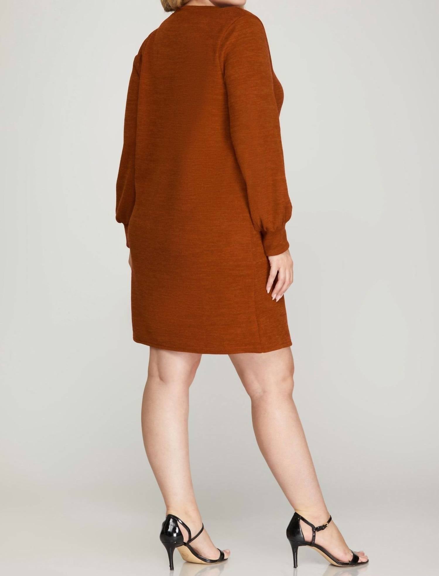 She + Sky - Long Sleeve Knit Dress - Plus