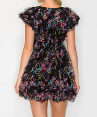 Meet Me In Santorini - Whisper Bloom Flutter Sleeve Mini Dress